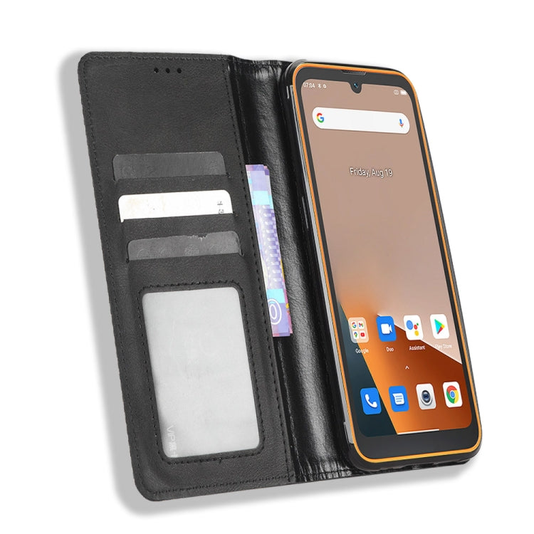 For Blackview BV5200 Magnetic Buckle Retro Texture Leather Phone Case(Black)