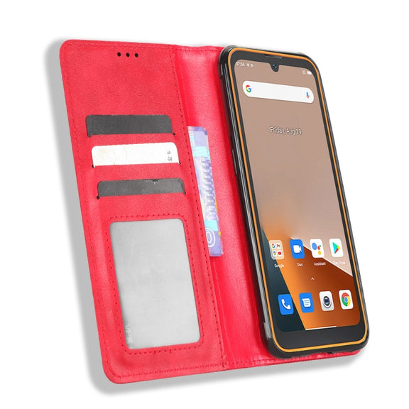 For Blackview BV5200 Magnetic Buckle Retro Texture Leather Phone Case(Red)