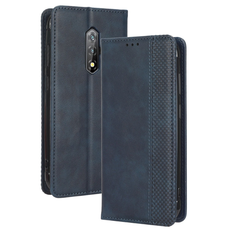 For Blackview BV5200 Magnetic Buckle Retro Texture Leather Phone Case(Blue)