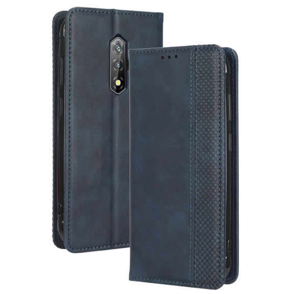 For Blackview BV5200 Magnetic Buckle Retro Texture Leather Phone Case(Blue)