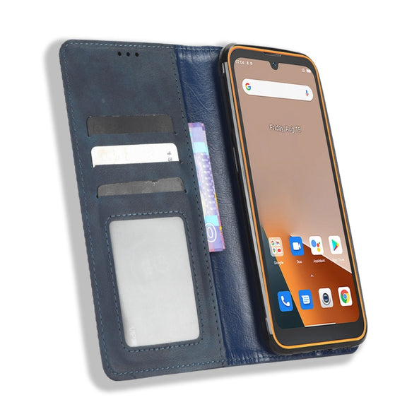 For Blackview BV5200 Magnetic Buckle Retro Texture Leather Phone Case(Blue)