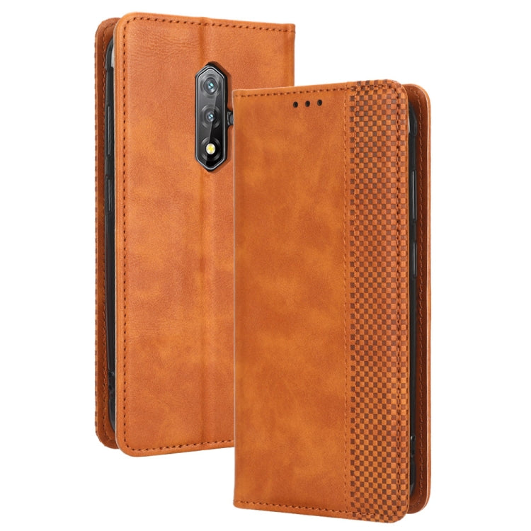 For Blackview BV5200 Magnetic Buckle Retro Texture Leather Phone Case(Brown)