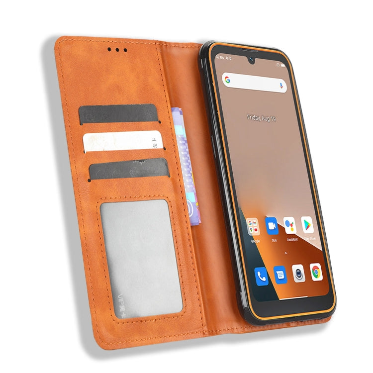 For Blackview BV5200 Magnetic Buckle Retro Texture Leather Phone Case(Brown)