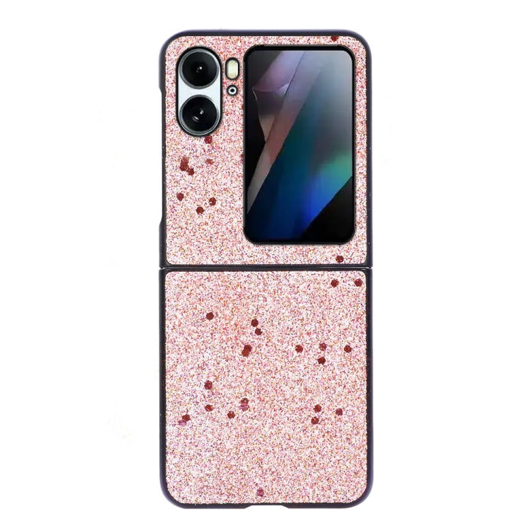 For OPPO Find N2 Flip Glitter Powder PU Phone Case(Pink)