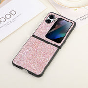 For OPPO Find N2 Flip Glitter Powder PU Phone Case(Pink)