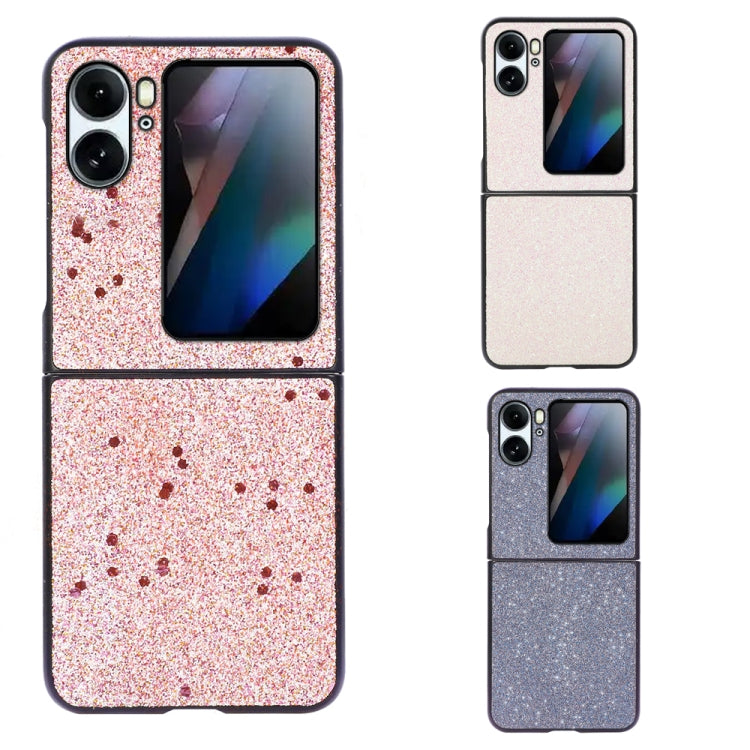 For OPPO Find N2 Flip Glitter Powder PU Phone Case(Pink)