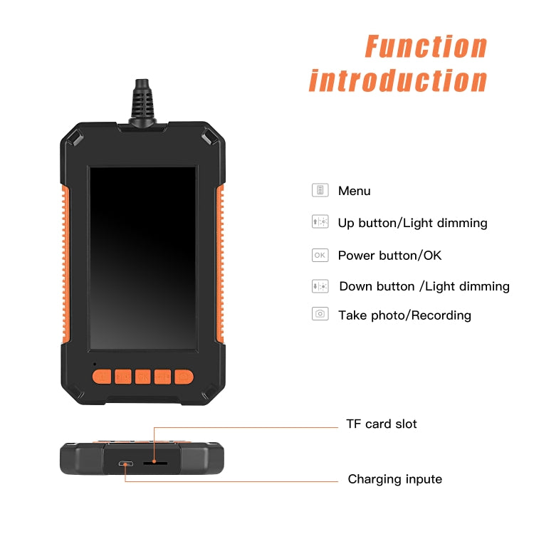 P40 8mm HD Water-resistant Portable Integrated Hand-held Vertical Screen Industry Endoscope, Length:2m(Hardwire)