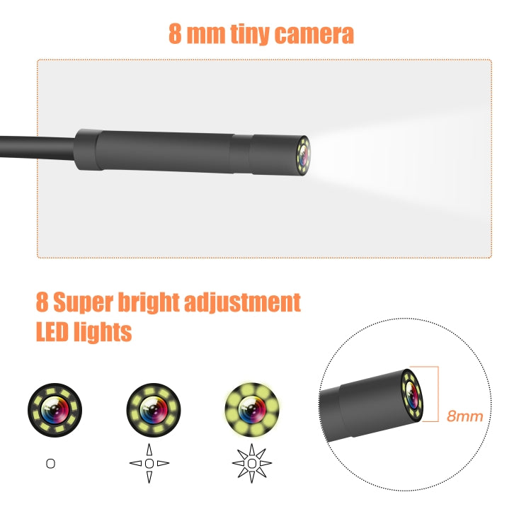 P40 8mm HD Water-resistant Portable Integrated Hand-held Vertical Screen Industry Endoscope, Length:2m(Hardwire)