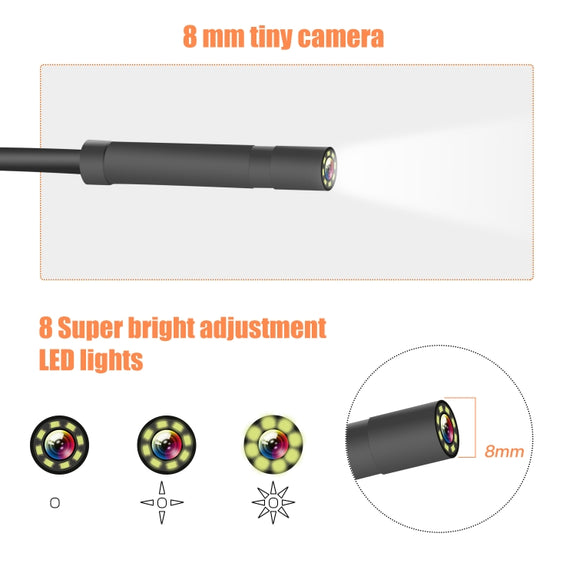 P40 8mm HD Water-resistant Portable Integrated Hand-held Vertical Screen Industry Endoscope, Length:2m(Hardwire)