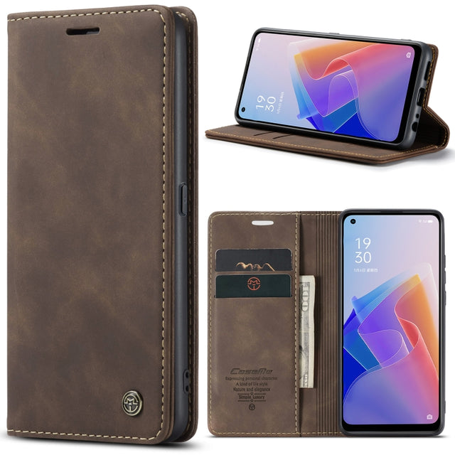 CaseMe 013 Multifunctional Horizontal Flip Leather Phone Case For OPPO Reno7 Z Global/Reno7 Lite Global/Reno8 Lite Global/F21 Pro 5G Global/Reno8 Z Global(Coffee)