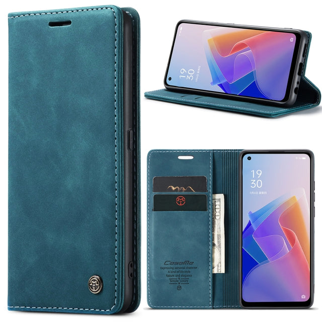 CaseMe 013 Multifunctional Horizontal Flip Leather Phone Case For OPPO Reno7 Z Global/Reno7 Lite Global/Reno8 Lite Global/F21 Pro 5G Global/Reno8 Z Global(Blue)