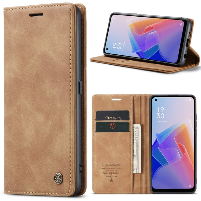 CaseMe 013 Multifunctional Horizontal Flip Leather Phone Case For OPPO Reno7 Z Global/Reno7 Lite Global/Reno8 Lite Global/F21 Pro 5G Global/Reno8 Z Global(Brown)