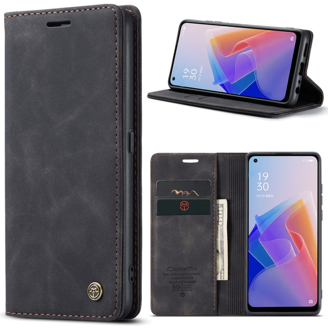 CaseMe 013 Multifunctional Horizontal Flip Leather Phone Case For OPPO Reno7 Z Global/Reno7 Lite Global/Reno8 Lite Global/F21 Pro 5G Global/Reno8 Z Global(Black)