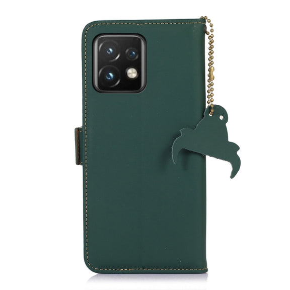 For Motorola Moto X40 Pro Genuine Leather Magnetic RFID Leather Phone Case(Green)