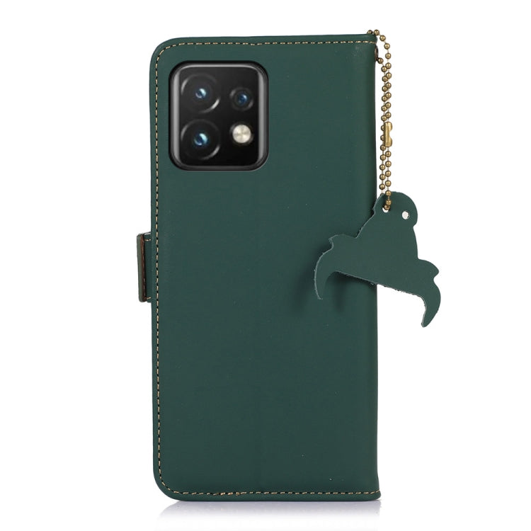 For Motorola Moto X40 Pro Genuine Leather Magnetic RFID Leather Phone Case(Green)