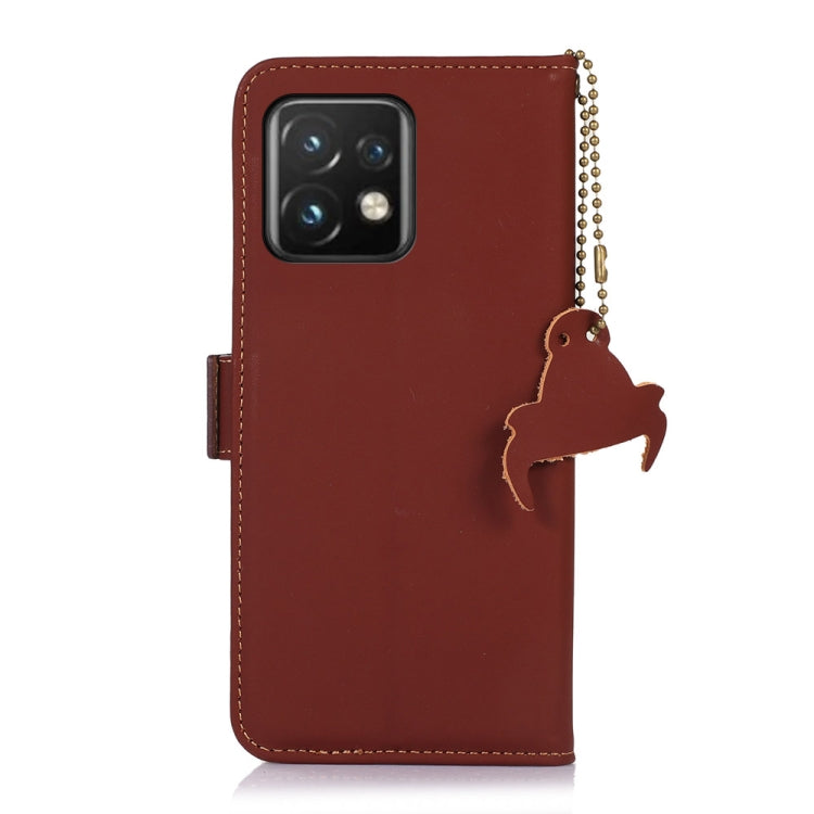 For Motorola Moto X40 Pro Genuine Leather Magnetic RFID Leather Phone Case(Coffee)
