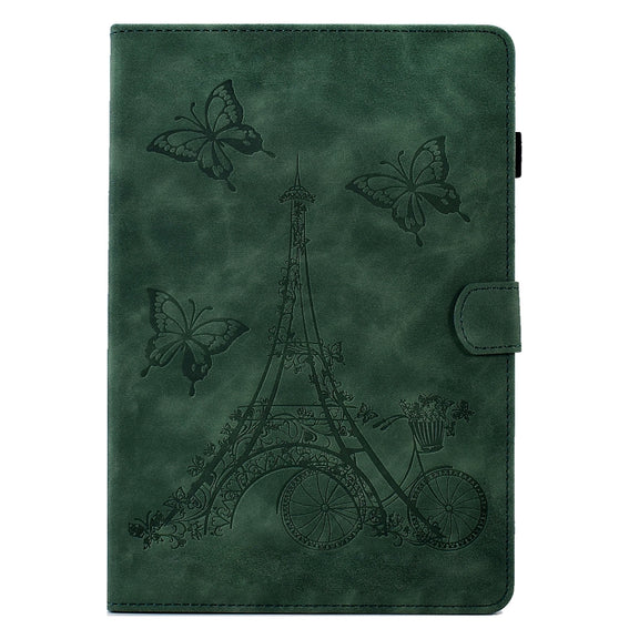 For 10 inch Tablets Tower Embossed Leather Tablet Case(Green)