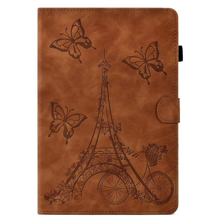 For Huawei MediaPad T5 Tower Embossed Leather Tablet Case(Brown)