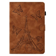 For Huawei MediaPad T5 Tower Embossed Leather Tablet Case(Brown)