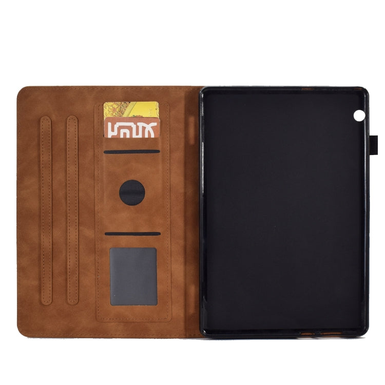For Huawei MediaPad T5 Tower Embossed Leather Tablet Case(Brown)