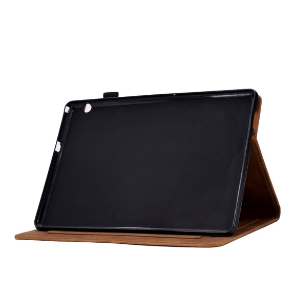 For Huawei MediaPad T5 Tower Embossed Leather Tablet Case(Brown)