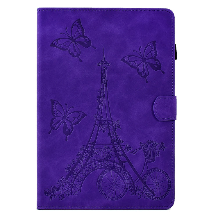 For Huawei MediaPad T5 Tower Embossed Leather Tablet Case(Purple)