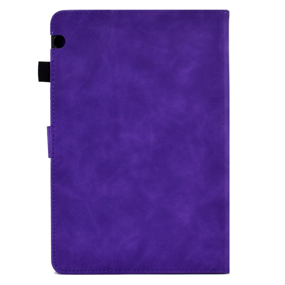 For Huawei MediaPad T5 Tower Embossed Leather Tablet Case(Purple)