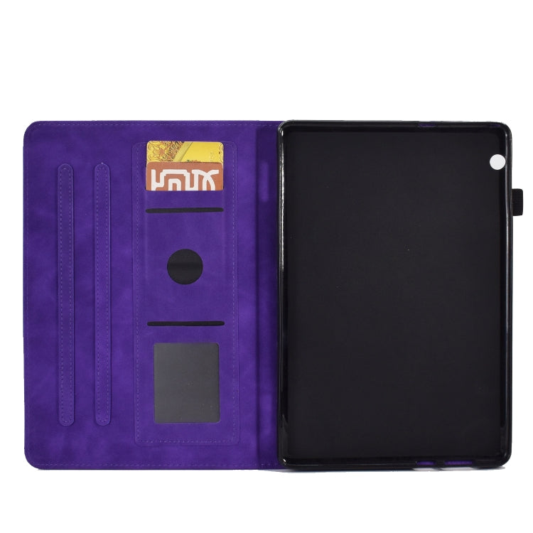 For Huawei MediaPad T5 Tower Embossed Leather Tablet Case(Purple)
