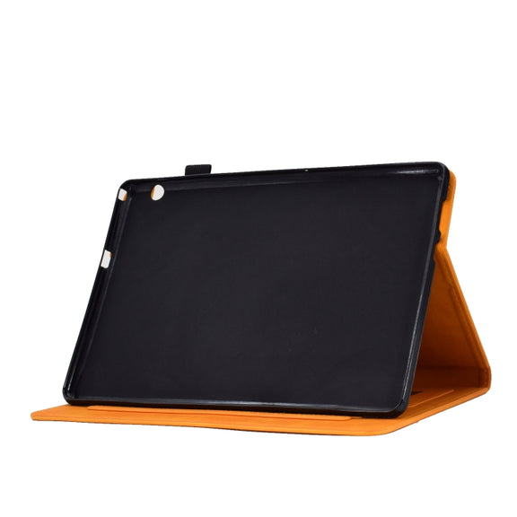 For Huawei MediaPad T5 Tower Embossed Leather Tablet Case(Khaki)