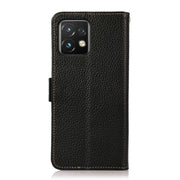 For Motorola Moto X40 Pro KHAZNEH Side-Magnetic Litchi Genuine Leather RFID Phone Case(Black)