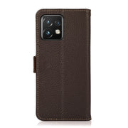 For Motorola Moto X40 Pro KHAZNEH Side-Magnetic Litchi Genuine Leather RFID Phone Case(Brown)