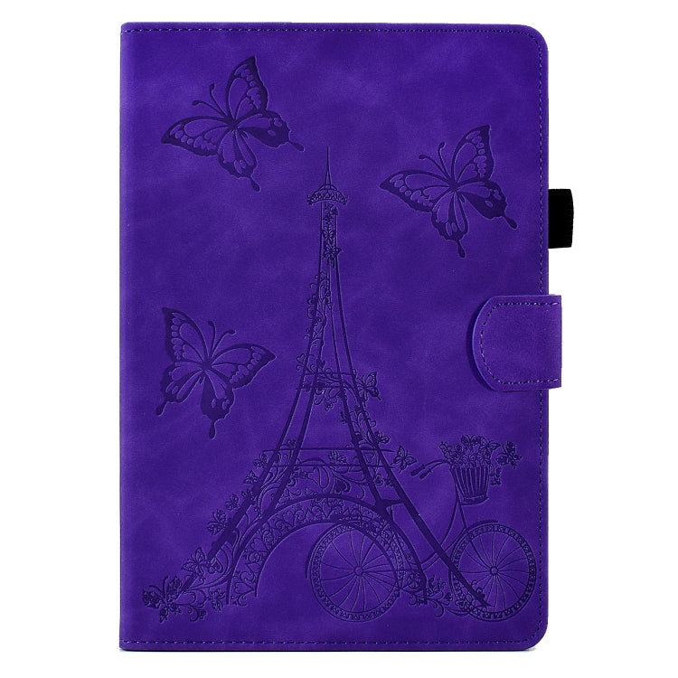 For Amazon Kindle Fire HD8 2022/2020 Tower Embossed Leather Smart Tablet Case(Purple)