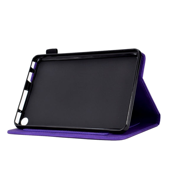 For Amazon Kindle Fire HD8 2022/2020 Tower Embossed Leather Smart Tablet Case(Purple)