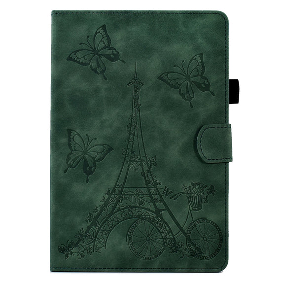 For Amazon Kindle Fire HD8 2022/2020 Tower Embossed Leather Smart Tablet Case(Green)