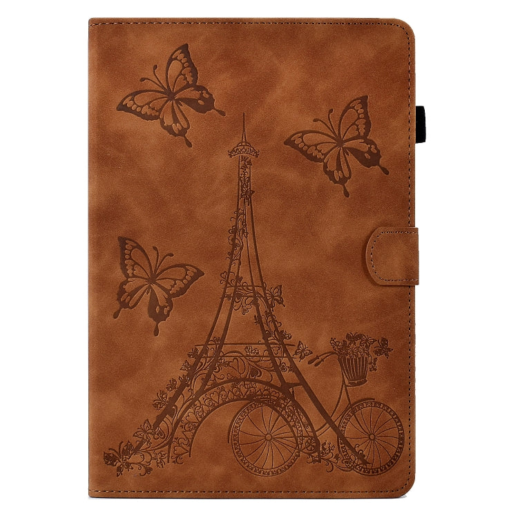 For Amazon Kindle Fire HD10 2021 Tower Embossed Leather Smart Tablet Case(Brown)