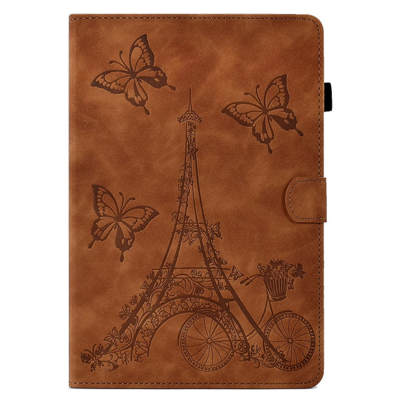 For Amazon Kindle Fire HD10 2021 Tower Embossed Leather Smart Tablet Case(Brown)
