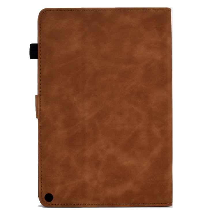 For Amazon Kindle Fire HD10 2021 Tower Embossed Leather Smart Tablet Case(Brown)
