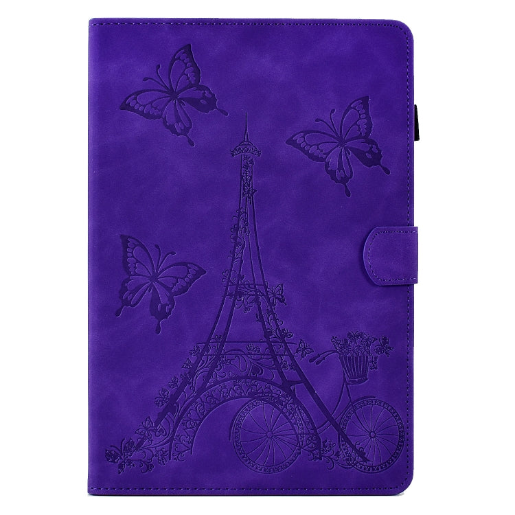 For Amazon Kindle Fire HD10 2021 Tower Embossed Leather Smart Tablet Case(Purple)