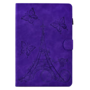 For Amazon Kindle Fire HD10 2021 Tower Embossed Leather Smart Tablet Case(Purple)