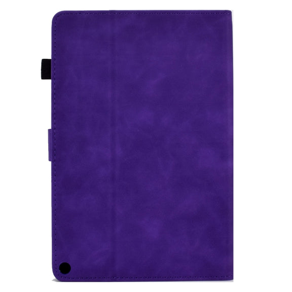 For Amazon Kindle Fire HD10 2021 Tower Embossed Leather Smart Tablet Case(Purple)