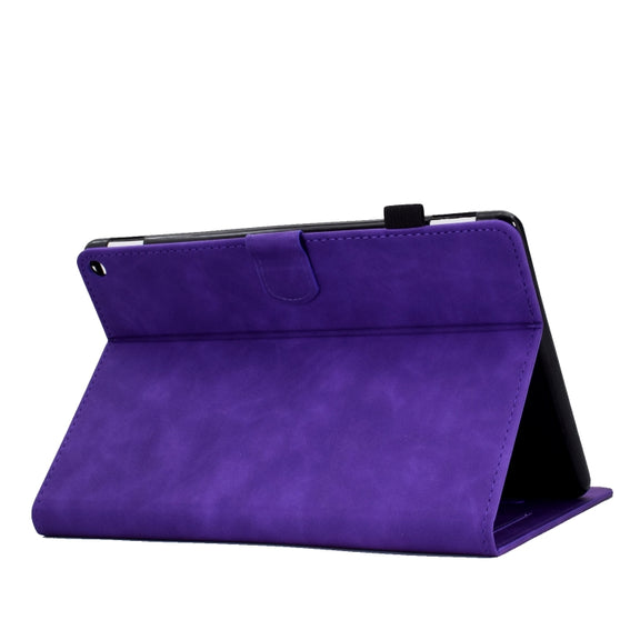 For Amazon Kindle Fire HD10 2021 Tower Embossed Leather Smart Tablet Case(Purple)