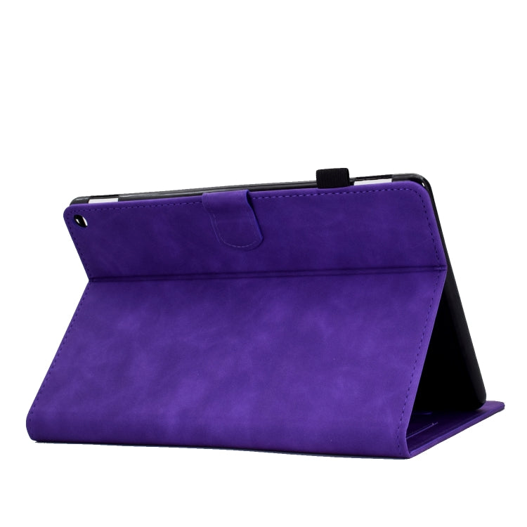 For Amazon Kindle Fire HD10 2021 Tower Embossed Leather Smart Tablet Case(Purple)