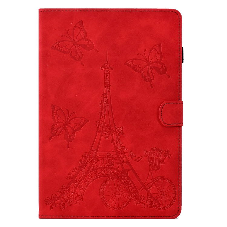For Amazon Kindle Fire HD10 2021 Tower Embossed Leather Smart Tablet Case(Red)