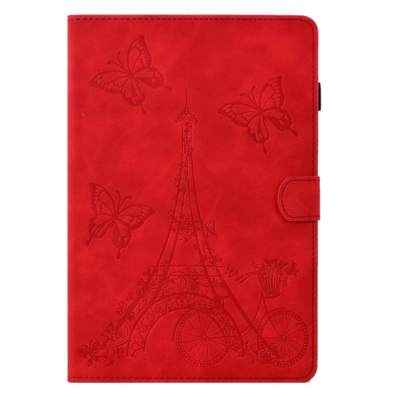 For Amazon Kindle Fire HD10 2021 Tower Embossed Leather Smart Tablet Case(Red)