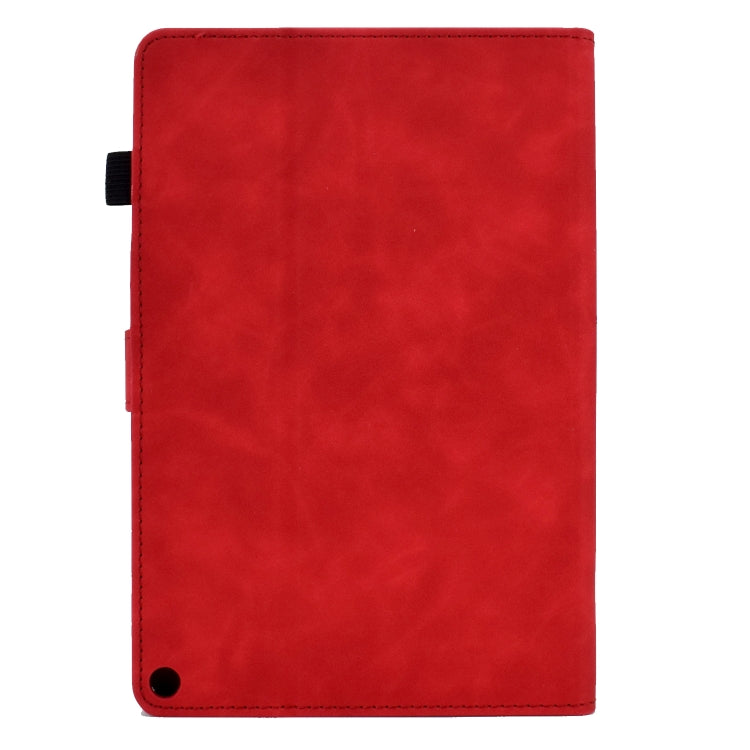 For Amazon Kindle Fire HD10 2021 Tower Embossed Leather Smart Tablet Case(Red)