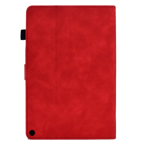 For Amazon Kindle Fire HD10 2021 Tower Embossed Leather Smart Tablet Case(Red)
