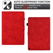 For Amazon Kindle Fire HD10 2021 Tower Embossed Leather Smart Tablet Case(Red)