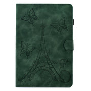 For Amazon Kindle Fire HD10 2021 Tower Embossed Leather Smart Tablet Case(Green)