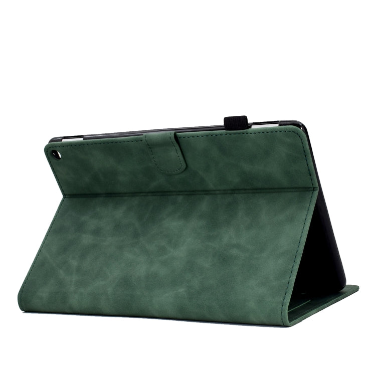 For Amazon Kindle Fire HD10 2021 Tower Embossed Leather Smart Tablet Case(Green)