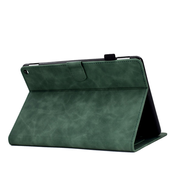 For Amazon Kindle Fire HD10 2021 Tower Embossed Leather Smart Tablet Case(Green)